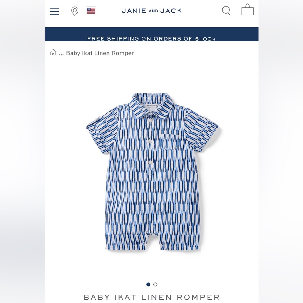 Janie and Jack Baby Ikat Linen Romper